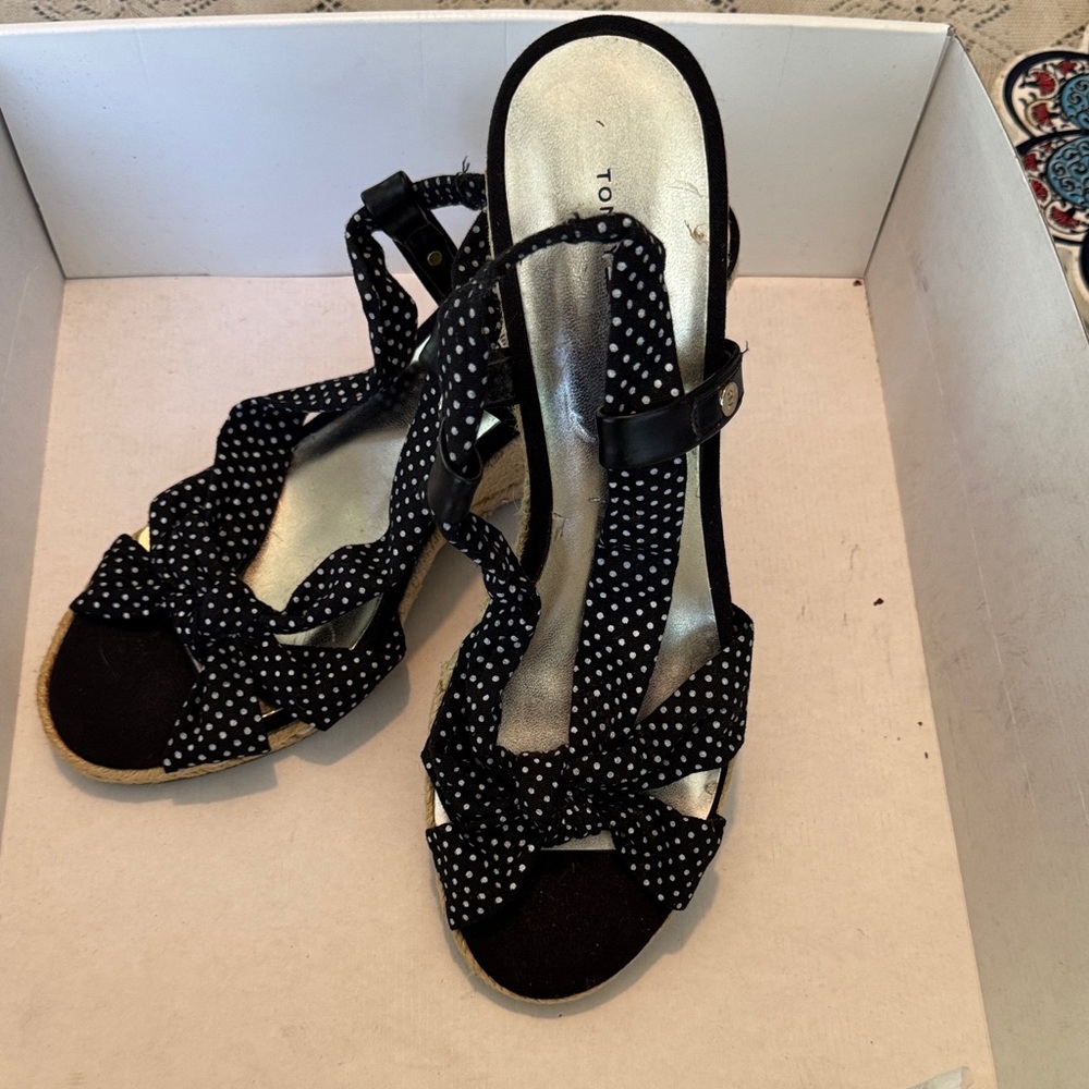 Tommy Hilfiger Black and White Polka Dot Sandals NWT